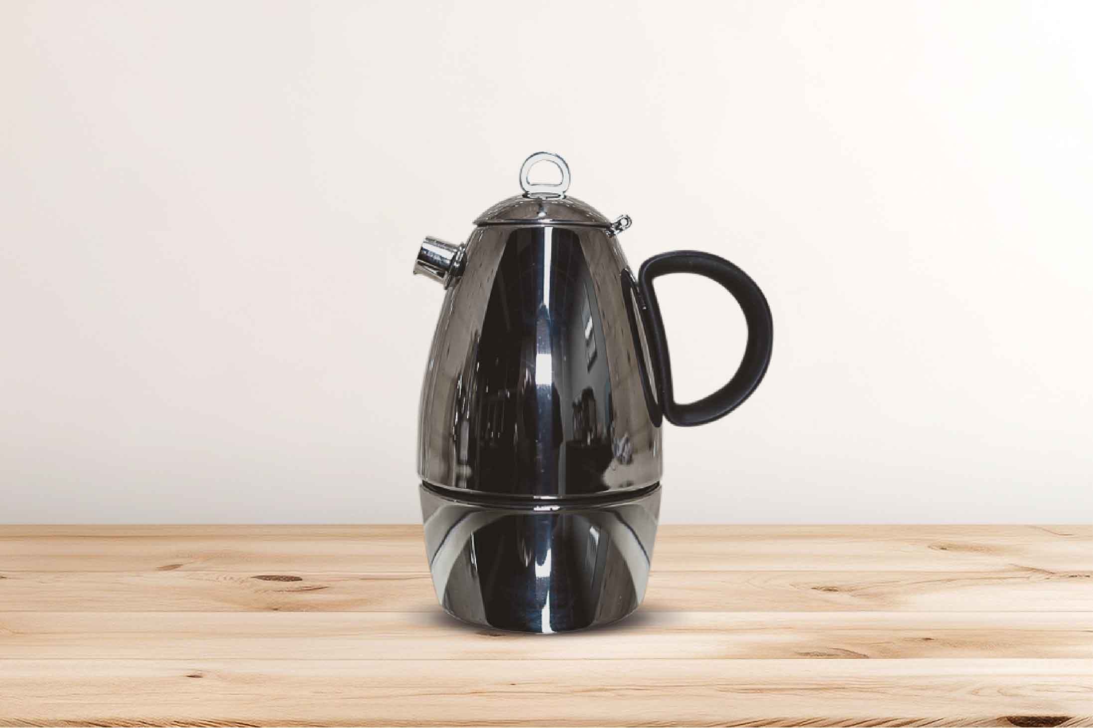 Incasa Stovetop Stainless Steel The Belly 6 cup moka pot