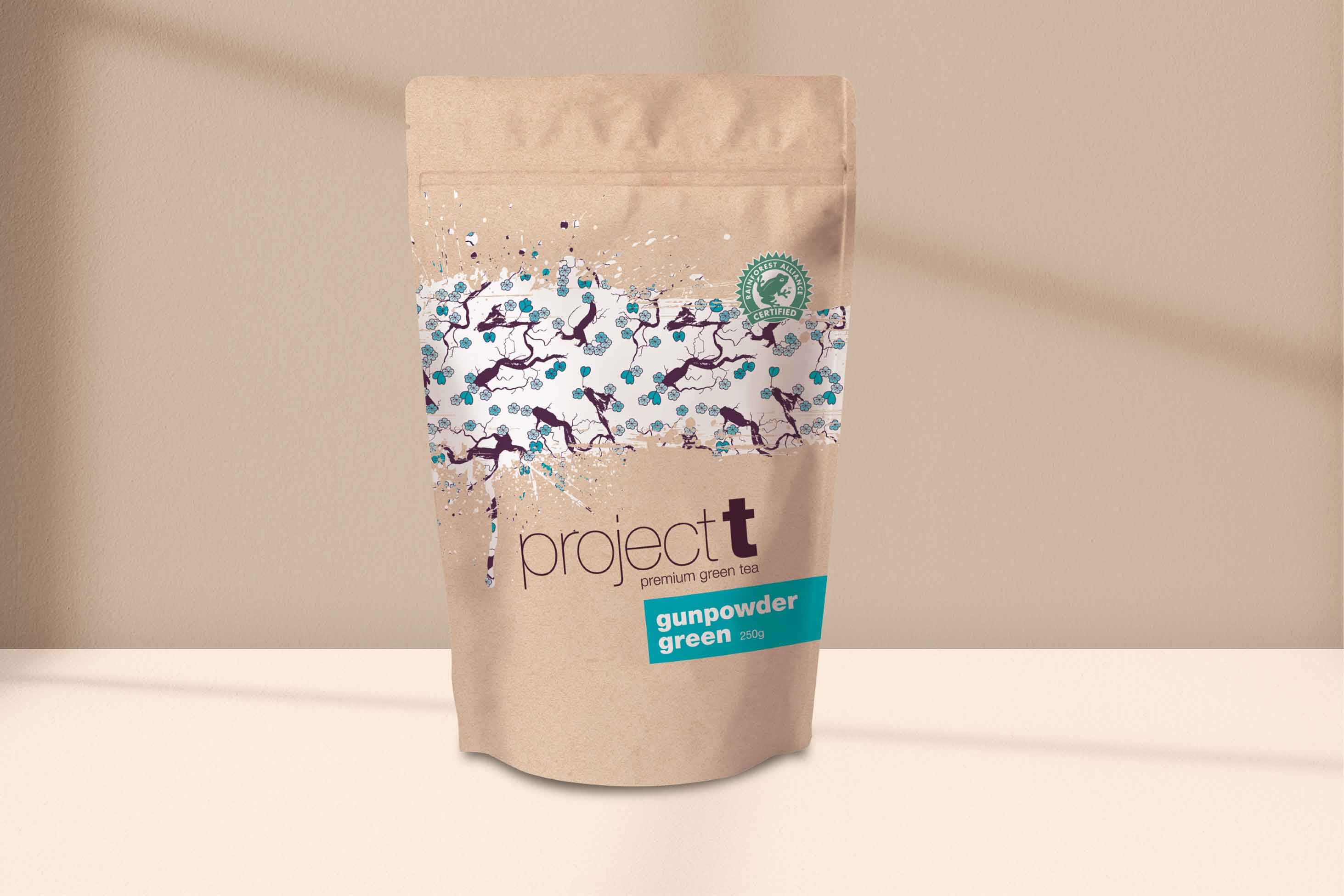 Project T gunpowder green tea displayed, fresh in flavour and high in antioxitants